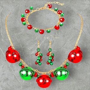 ❄️50% OFF❄️ 3 Piece Holiday Set necklace earrings bracelet Lots o Bells